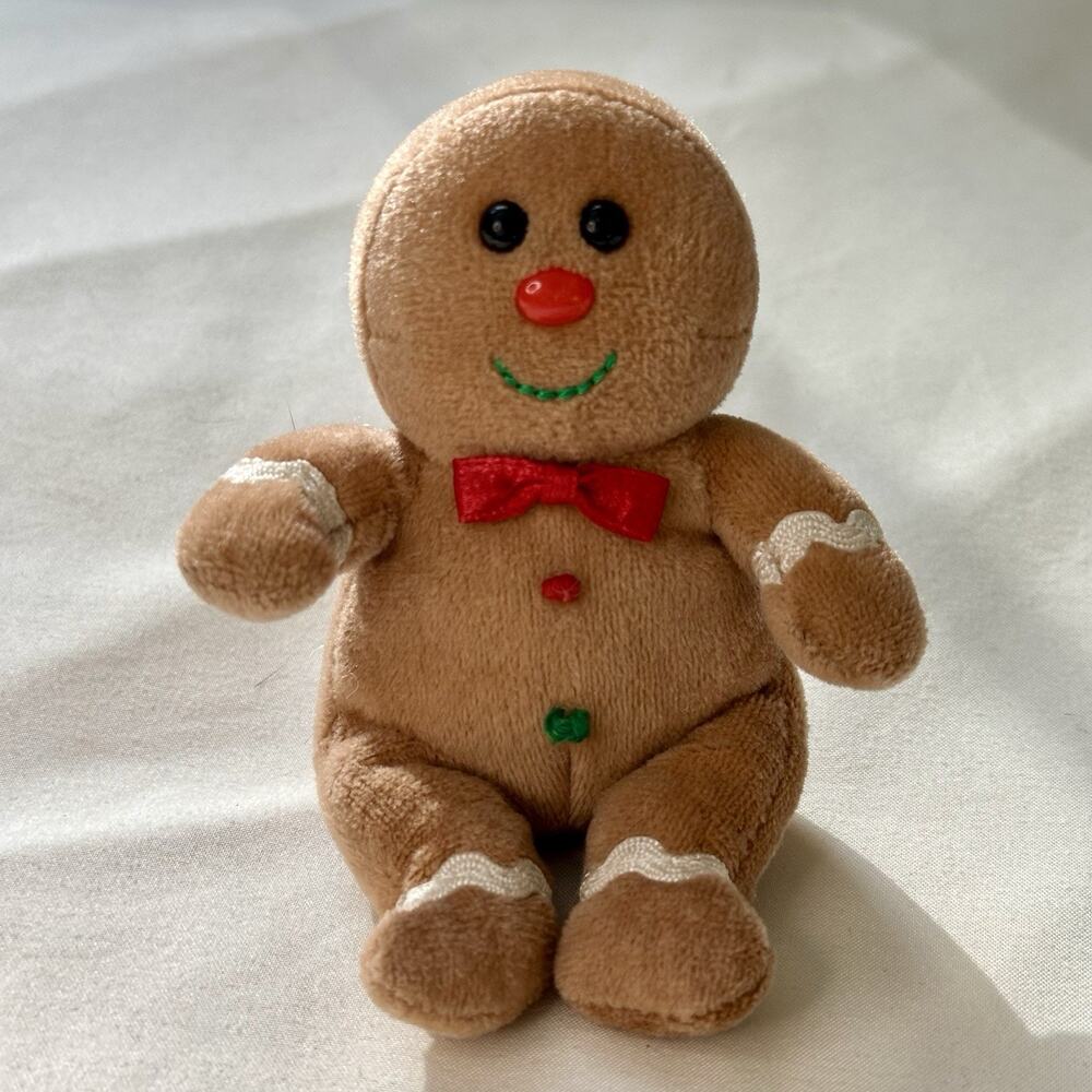 Ty Jingle Beanie Baby SWEETSY Gingerbread Man 4.5" Ornament Plush Stuffed Toy